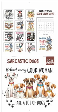 Yulokdwi Calendrier 2026 - Planificateur Mensuel avec Chiens Drôles | Affichage Mur Frigo Tableau Blanc pour Bureau Maison Planification Mensuelle Vacances