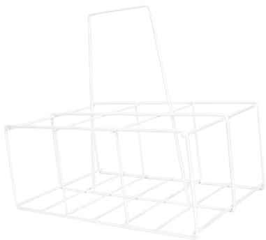 BIUDECO Portable Milk Bottle Storage Rack Metal Beer Bottle Holder White Kitchen Storage Basket for Bar and Home