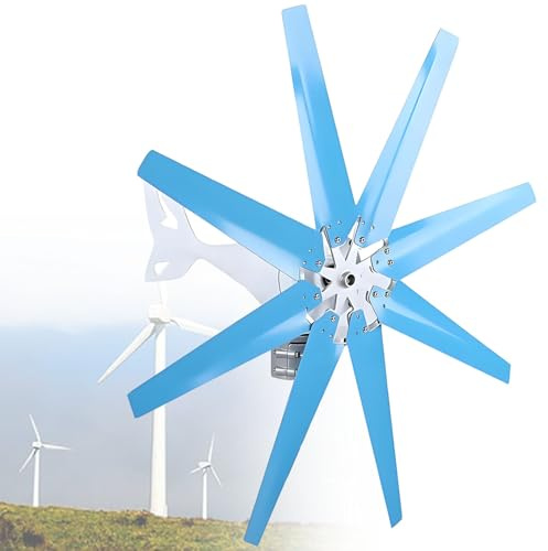 ByBoDi Kit generatore di turbina eolica da 20000 W, Kit Mulino a 8 Pale con regolatore di Carica, Regolazione Automatica del, Kit generatore di energia per Mulino a per Esterni a 8 Pale 48V-Blue