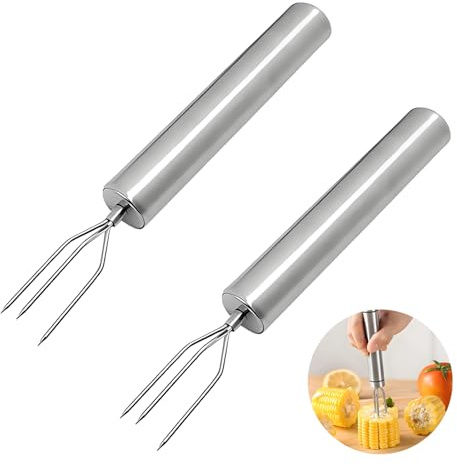 Juego de patatas al horno -Tenedores de Acero Inoxidable,Verduras y Comida a la Parrilla - Incluye Tapas de Seguridad, Diseño Ergonómico, Elegante y Duradero - para Cocina Moderna