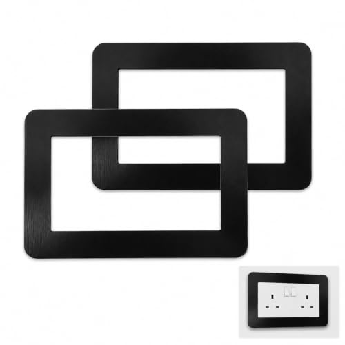 3 Pcs Socket Surround, Acrylic Frame (Black) | Self-Adhesive Smooth Design for Wall Protection and Easy Cleaning