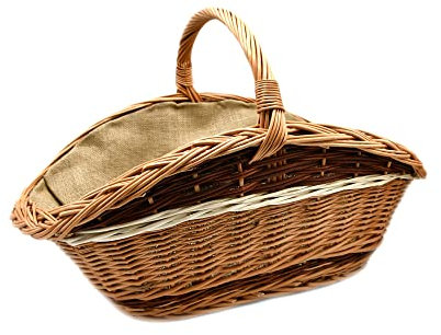 MyBer® Korb Kaminholzkorb aus Weide Weidenkorb stabiler Tragekorb für Holz verstärkt mit Jutefutter 62/38/27cm (41cm mit Henkel) K12-206