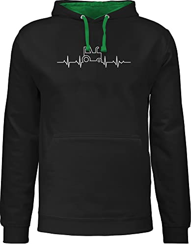 Shirtracer - Pullover Herren Frauen Hoodie Kontrast zweifarbig - Traktoren - Herzschlag Traktor