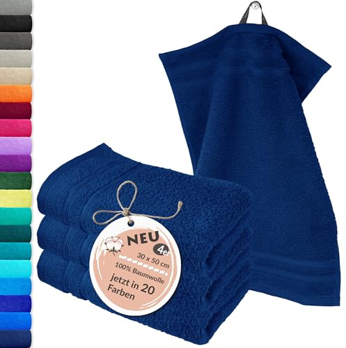 Lashuma Set Gästetücher Blau - Marine, London 4 Stück kleine Handtücher 30x50 cm