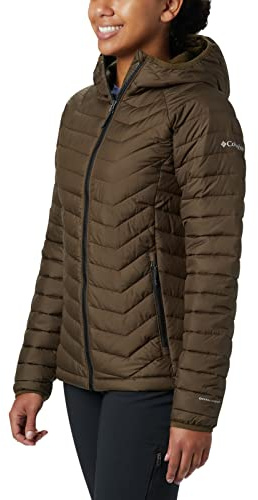 Columbia Powder Lite, Veste à capuche, Femme,Vert Olive (Olive Green),L