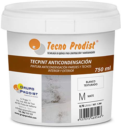 Tecno Prodist TECPINT ANTICONDENSACIÓN (750 ml) - Pintura Anti-condensación al Agua para Interior y Exterior - Paredes y Techos -gran cubrición y blancura - Fácil Aplicación - (BLANCO)