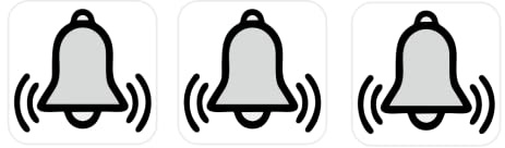 3 Stück Schalter Aufkleber Glocke Alarm Symbol Schalteraufkleber (RT25/15) (25 x 25 mm)