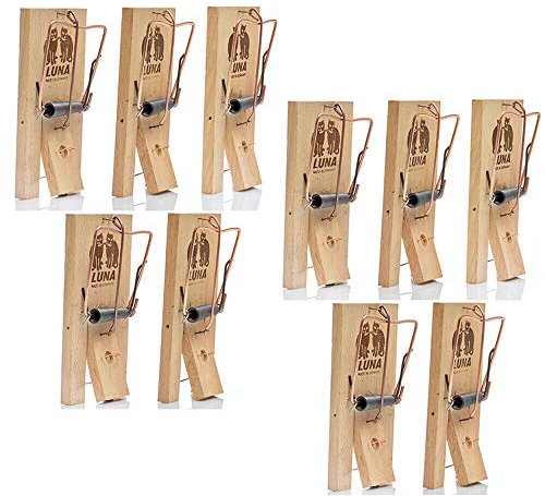 Mausefalle Luna Mäusefalle Holz Falle Mäuse Mausfalle Schlagfalle Schnappfalle Maus Hohe Schlagkraft - Leicht zu verwenden (10)