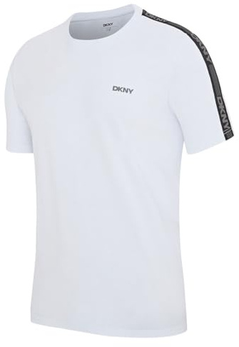 DKNY Penguins Men's T-Shirt | Designer Loungewear Short Sleeve 100% Cotton Top with Side Stripe and Rounded Neck | Available in Black, White or Navy