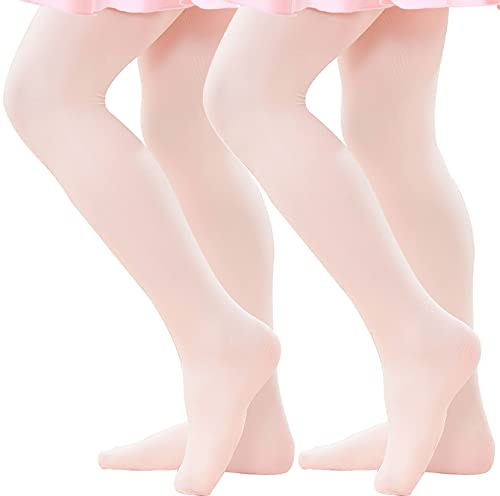 danswan Collant per danza classica, con piedi, per ragazze e studenti (bambini/donne/bambini), 2 paia - Rosa balletto (piedi), 8-10 Anni