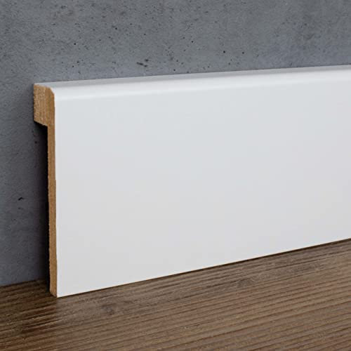 PROVISTON | Fliesenabdeckleiste | Bis 65 mm Höhe | 19 x 80 x 2500 mm | MDF foliert | Weiß | annährend RAL 9016 | Abdeck Sockelleiste | 2.5 Meter