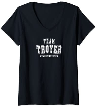 Womens Team TROYER Lifetime Member Family Last Name V-Neck T-Shirt