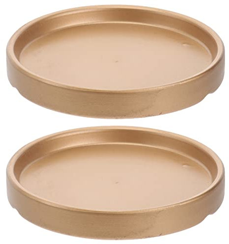 Yardwe 2stücke Rundes Blumentopf-tablett Aus Keramik Mit Flachem Boden Zum Verhindern Von Verschiebung Für Gartenbalkon Goldfarben