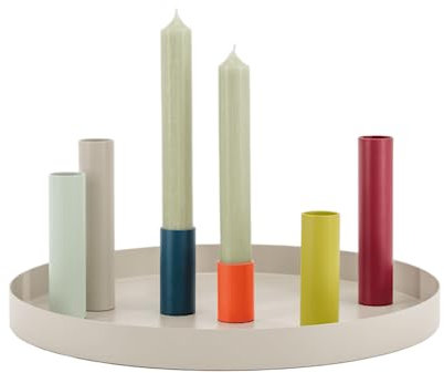 REMEMBER Magnetischer Kerzenhalter Luna 6 farbige Magnet-Kerzenhalter und Tablett