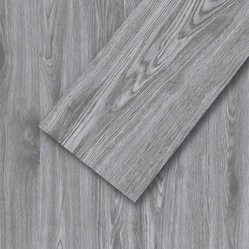 Mysflosy Peel and Stick Floor Tiles, Self-Adhesive Luxury Vinyl Flooring Plank, 6x36inch 36pack 54 Sq.Ft, Waterproof DIY Deep Wood Grain Planks Easy to Install for Kitchen, Living Room, Light Grey