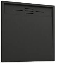 Piatto Doccia 80x80 Nero Effetto Pietra Mod. Spanios Quadrato in Vetroresina SMC Riducibile Piletta Inclusa e Cover In Tono Parama