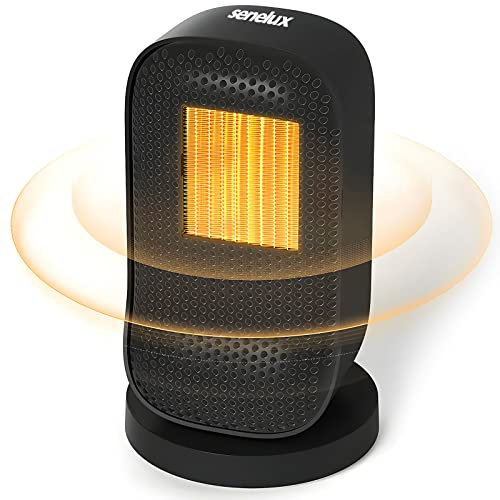 Senelux Space Heater, PTC Portable Electric Desktop Heater 600W Low Energy Consumption Fan Silent Overheating & Tip-Over Protection, 3s Fast Heating, 2 Modes Home Office Desk, Black (H5)