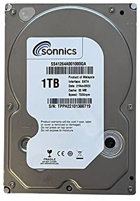 Sonnics Disco rigido SATA da 3,5 pollici, 7200 giri/min, Hard disk meccanico per PC desktop, sorveglianza, sistema CCTV (1 TB)
