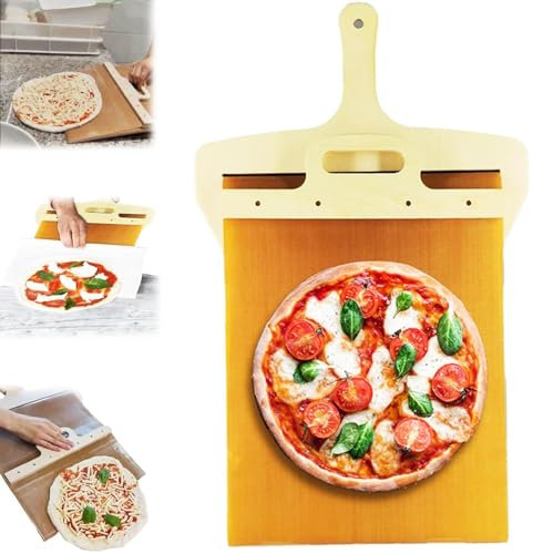 Rusopobe Sliding Pizza Peel, Portable Pizza Paddle with Handle Wood Pizza Shovel Pizza Spatula for Baking Homemade Pizza Kitchen Tools(A,30 * 60cm)