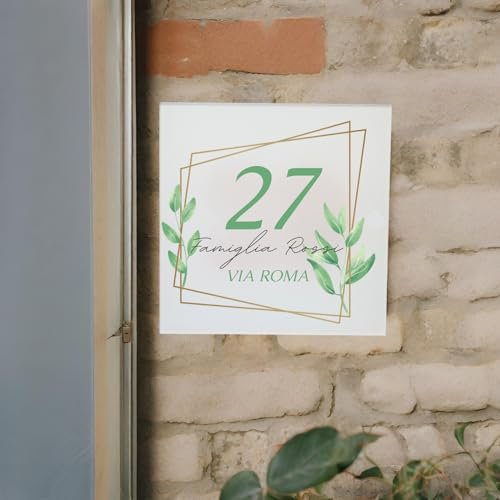 Numero Civico Personalizzato con Via Nome Famiglia Piastrella Mattonella Targa Targhetta in ceramica da esterno interno Casa Residence Villaggio B&B (Grafica 3)