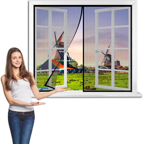 Stabiles Fliegengitter 125 x 130 cm Katzensicher als Katzenfensterschutz Katzennetz oder Katzensicherung Katzenschutz für Fenster Tür und Dachfenster Katze + Hund【Schwarz】