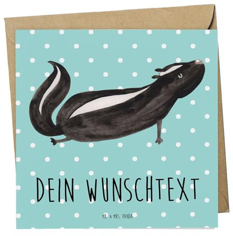Mr. & Mrs. Panda Personalisierte Deluxe Karte Stinktier Yoga - Geschenke, Grußkarte, Selbst Gestalten, Glückwunschkarte, Hochzeitskarte, Liebe, Geburtstagskarte, Skunk, Namaste, Raubtier