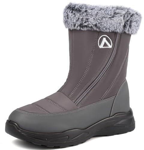 VTASQ Botas de Nieve Mujer Botines de Invierno Calentar Forrada Botas para Hombre Impermeables Antideslizante Exterior Botines Casual Caminar Botas Gris 40 EU