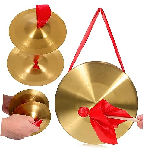 Mikinona Gong y Platillos Instrumento Musical Gong De Mano Para Percusión Para Opereta