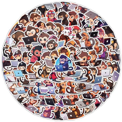 100 Pcs Programming Stickers for Kids Teens Adults Boys Girls Gift,Monkey Stickers Pack for Laptop,Skateboard,Luggage,Car,Bike, Cup,Computer,Water Bottle Decor,Vinyl Waterproof Sticker