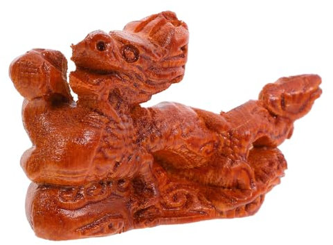 TOPBATHY Holzdrache Figur Handgeschnitzt Dekorativer Tisch-Drachen Aus Holz Stabil Für Bürodekoration Geschenkidee Glücksbringer