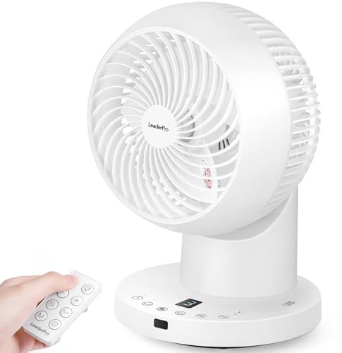 LeaderPro Ventilatore silenzioso, ventilatore da tavolo a 360°, con telecomando e ventilatore a pavimento, circolazione dell'aria silenziosa