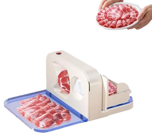 Food Slicer Machine with 150w Motor and Adjustable Thickness - Electric Meat Slicer for Cheese Bread, Foldable Design with Safety Pusher for Home Slicing
