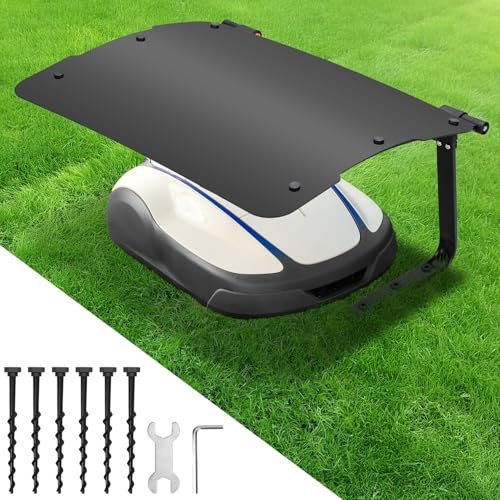 Daromigo Robot tosaerba, garage coperto per robot tosaerba, garage per tosaerba, resistente alle intemperie, 73 x 57 x 40 cm, materiale metallo e plastica