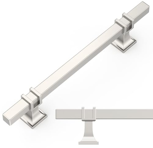 Amerdeco 10 Pack Brushed Satin Nickel Cabinet Pulls,5 Inch(128mm) Hole Center-Drawer Handles for Kitchen&Bathroom,AM034