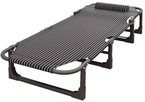 Generisch Tragbares, zusammenklappbares Bett für Erwachsene, Klappbett für Erwachsene, zusammenklappbarer Bettrahmen, Einzel-Campingbett, 25-mm-Stahlrohrstütze, 4-Positionen-Klapp-Chaiselongue-Sessel