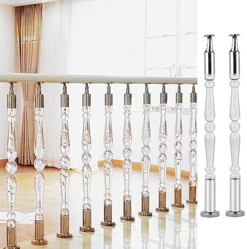 RKJDMSWJ Barandilla de Escalera de acrílico Transparente de Cristal, Poste Ajustable para barandillas de Escalera Interior con Tornillos de Montaje, 2 Piezas, 80 cm (31 1/2)