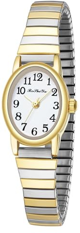 BOSHIYA Women Watch Gold and Silver Stainless Steel Expansion Band Fashion Elegant Dress Ladies Waterproof Analog Quartz Stretch Band Wrist Watches for Women UK