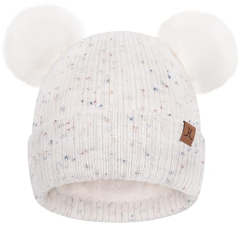 Bequemer Laden Termici cappello bambino invernale Caldi berretto neonato con doppio pon pon Carino beanie Cappelli Berretti in Maglia per 0-4 Anni Baby Bambini Bambina