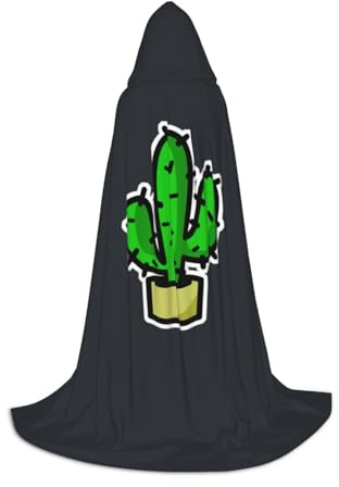 ZXERTG Cactus Print Hooded Cloak For Halloween Costumes,Perfect For Wizard,Vampire,Grim Reaper More Cosplay
