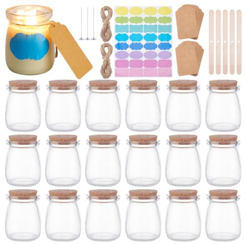 NBEADS 20 confezione di Barattoli di Vetro per Candele per Realizzare Candele Contenitori per Candele Trasparenti con Coperchi Stoppino Spago Etichetta Kit per Un Regalo Spezie Profumate Fatte In Casa