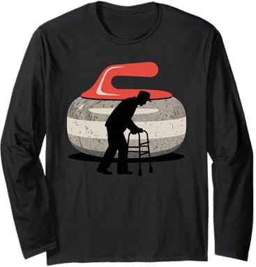 Hombre Viejo Silueta Piedra De Curling Manga Larga