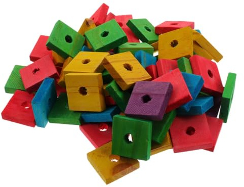 jojofuny 50 Stück Papageienspielzeug Aus Holzspänen Kauspielzeug Für Vögel Buntes Beißspielzeug Zur Schnabelpflege Papageien Vogel Käfig Haustiersspielzeug