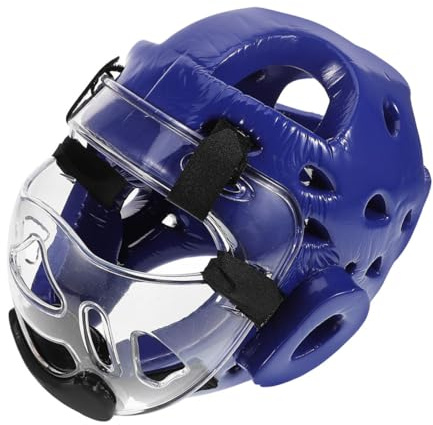 Housoutil Casque Protection Sport Combat Garçon et Fille, Casque Intégral Bleu en Tissu Respirant à Séchage Rapide, pour Entraînement Taekwondo et Karaté