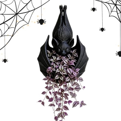 Fladdermus Hängkruka 3D-Utskriven Fladdermusformad Halloween-Dekorhållare | Utomhus Planteringskärl För Trädgård Uteplats Fönster Vägg Halloween Högtid Grönska Hängande