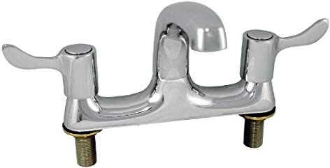 Vogue Twin Mixer Lever Deck Tap Swivel Spout Sink Faucet, 223x212x195mm | Dual hot and cold controls provide precise temperature regulation, built for heavy-duty commercial kitchen setups.