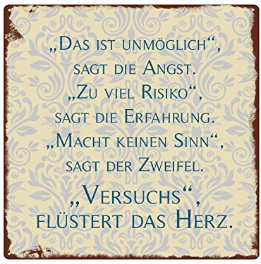 Interluxe Schild mit Spruch 20x20 METALLSCHILD Blechschild Dekoschild DAS IST UNMÖGLICH Geschenk Dekoration Shabby Vintage Geschenkidee Mitbringsel