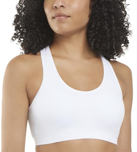 Jockey Damen BH Mid Impact Abnehmbare Cup Nahtloser Sport-BH, Reines Weiß, Large