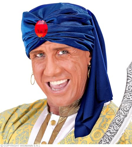 W WIDMANN MILANO Party Fashion - Ali Baba Turban mit Edelstein | Mit dekorativem Juwel, orientalischer Sultan-Look, Kostümzubehör für Karneval & Mottoparty