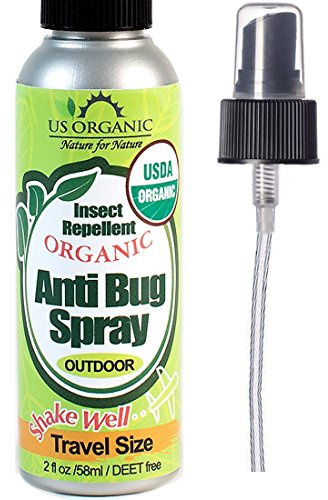 US Organic Mosquito Repellent Anti Bug Outdoor Pump Sprays, USDA Certification, Cruelty Free, Proven Results by Lab Testing, Deet-Free (2 oz Travel Size)