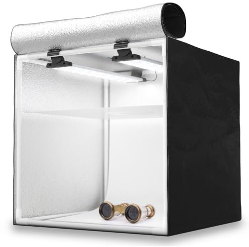 HAVOX - Fotostudio HPB-40D - Maße 40x40x40cm - 2X Dimmbare LED-Beleuchtung Tageslicht 5500k - 13,000 Lumen - CRI 93 - Machen Sie Ihre Kommerziellen Fotos zu E-Commerce